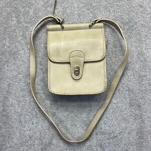Vintage Genuine Leather Crossbody Bag Turnlock Neutral Minimalist Hunt Club Y2k